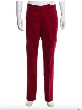 Incotex Men's Deep Red Corduroy Trousers